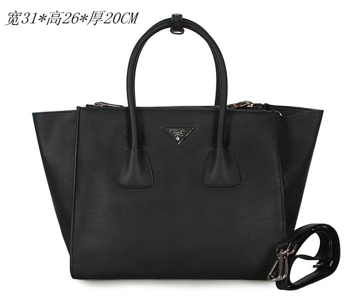 2014 Prada Glace Calf Leather Tote Bag BN2619 black